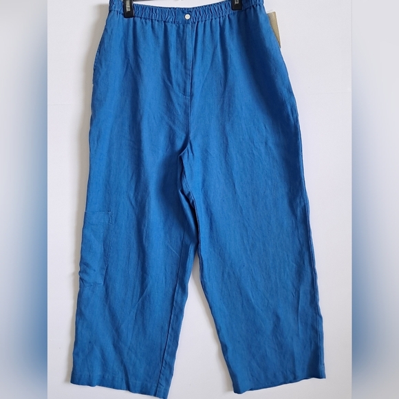 Linden Hill Women's Pants Wide Leg Elastic Waist Linen Size L Pockets Casual - Picture 1 of 12